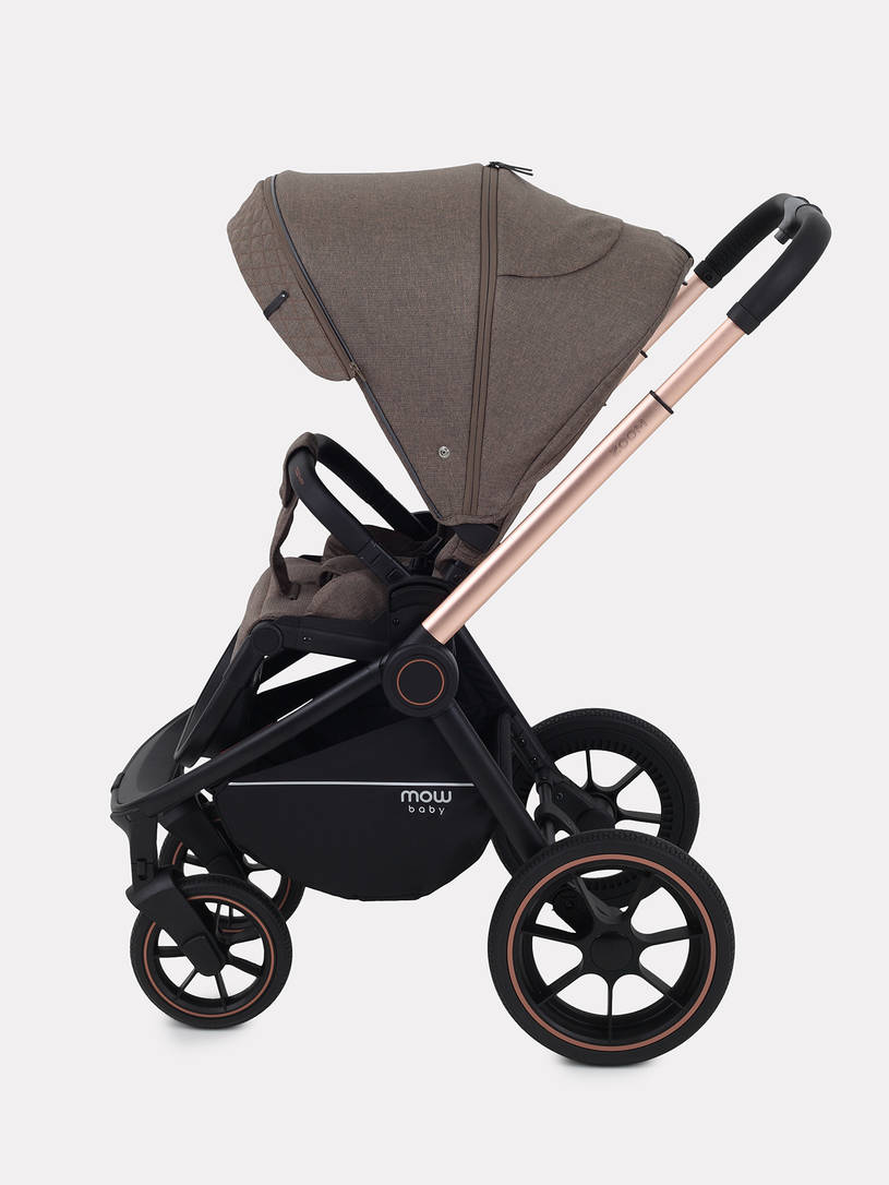 Коляска 2 в 1 Mowbaby Zoom PU gold cacao brown