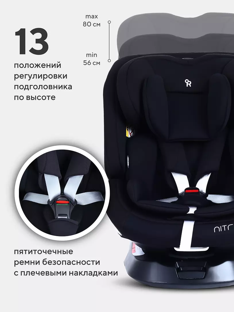 Автокресло Rant Nitro new isofix группа 0/1/2/3 (0-36 кг) Black