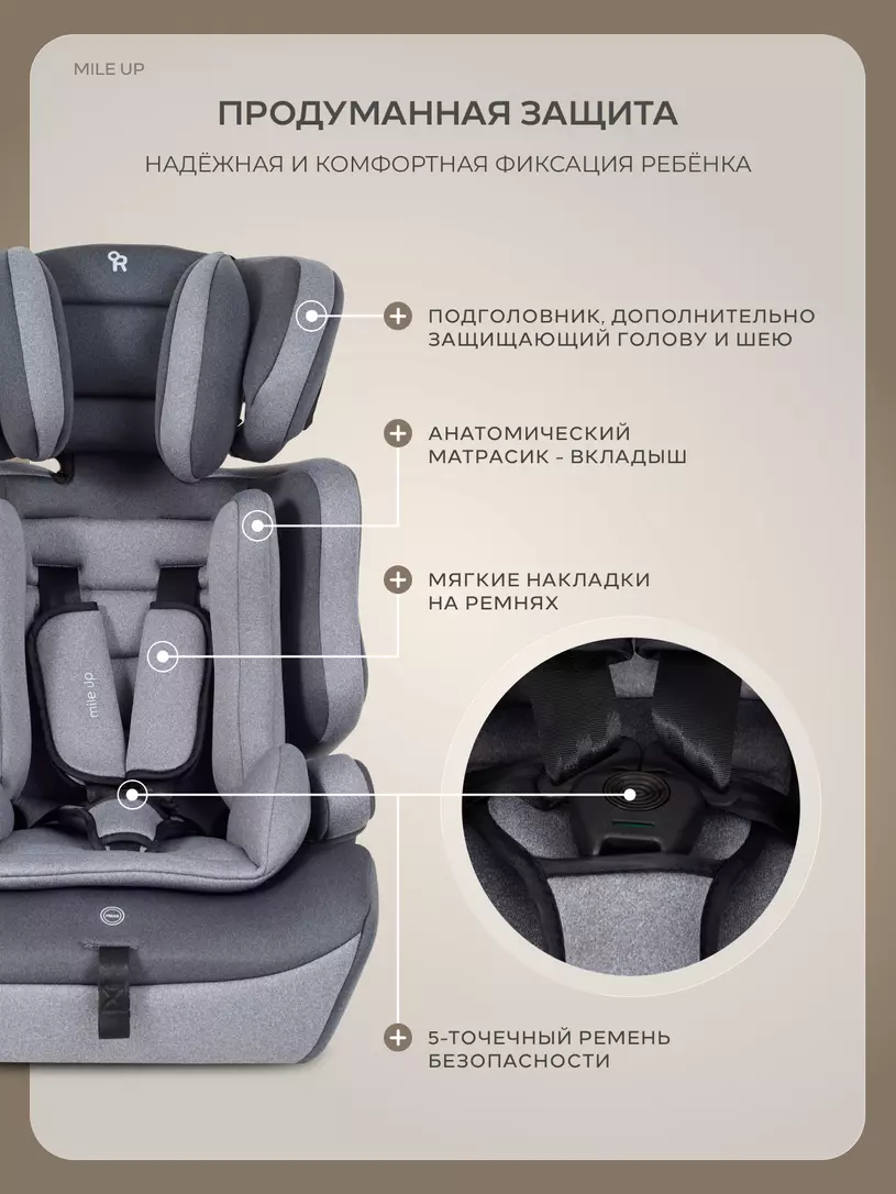 Автокресло Rant Basic Mile UP (76-150см) Grey
