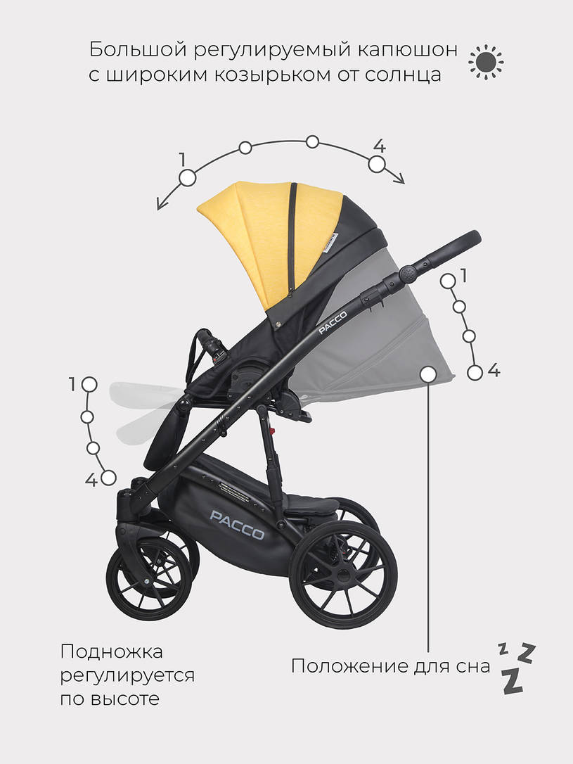 Коляска 2 в 1 RIKO BASIC PACCO 08 YELLOW