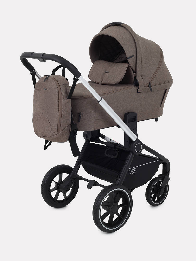 Коляска 2 в 1 Mowbaby Zoom PU silver cacao brown