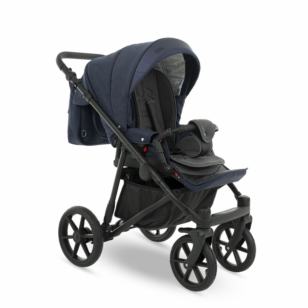 Коляска 2 в 1 Camarelo Ollio, Синий меланж / Синяя эко-кожа (04)