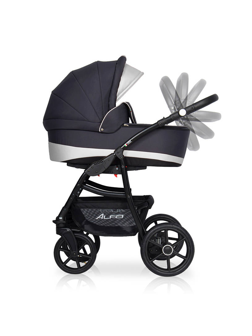 Коляска 2 в 1 Riko Basic Alfa Ecco 01 черно-серебристый