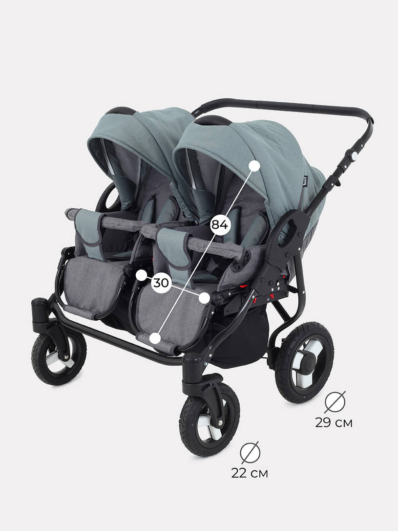 Коляска для двойни 2 в 1 Rant Dream Duo 06 серый-зеленый
