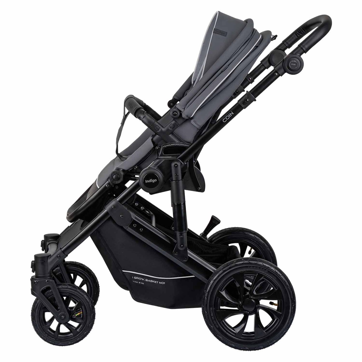 Коляска 2 в 1 Indigo Coin, Темно-серый