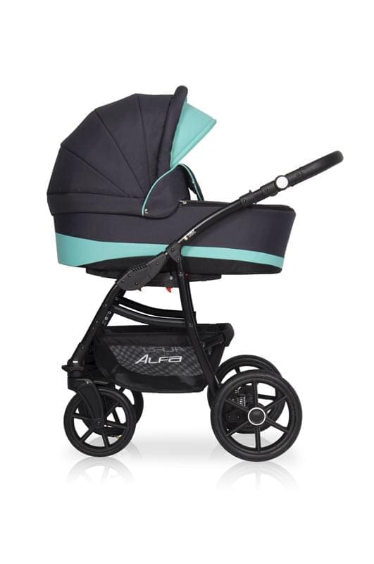 Коляска 2 в 1 Riko Basic Alfa Ecco 04 черно-голубой