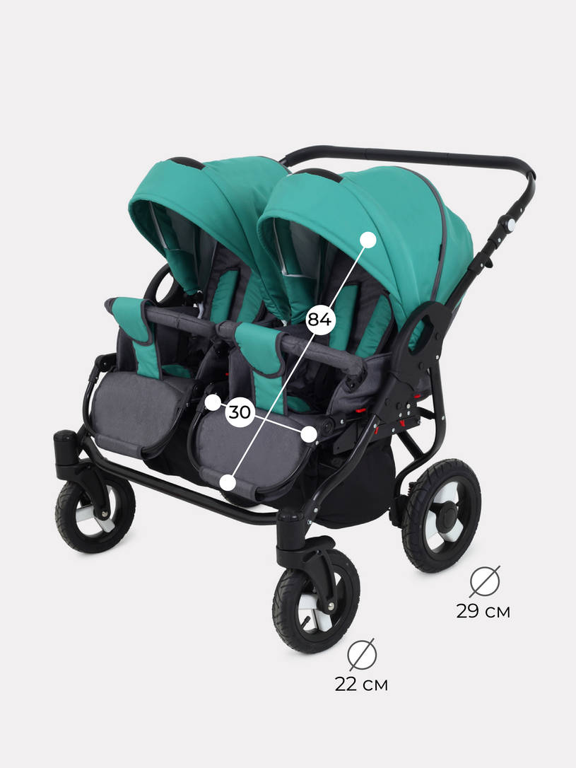 Коляска для двойни 2 в 1 Rant Dream Duo 08 серый-темно-зеленый