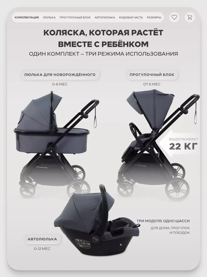Коляска 3 в 1 Rant Basic Wave Graphite