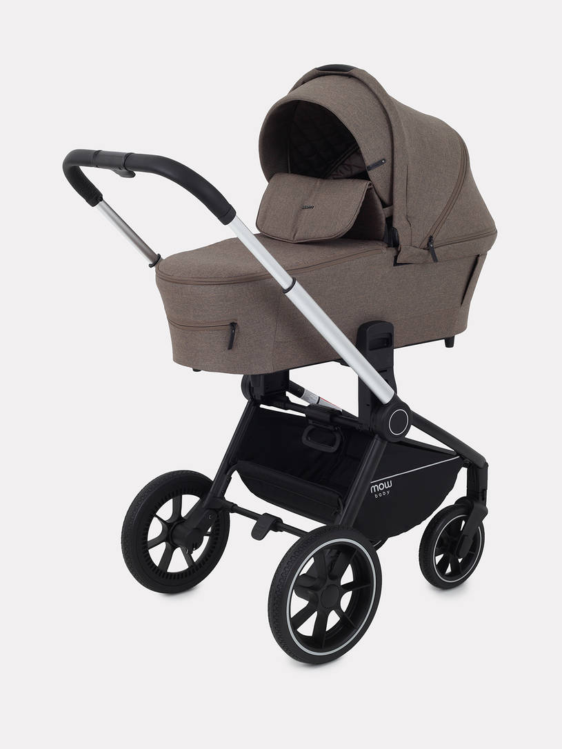 Коляска 2 в 1 Mowbaby Zoom PU silver cacao brown