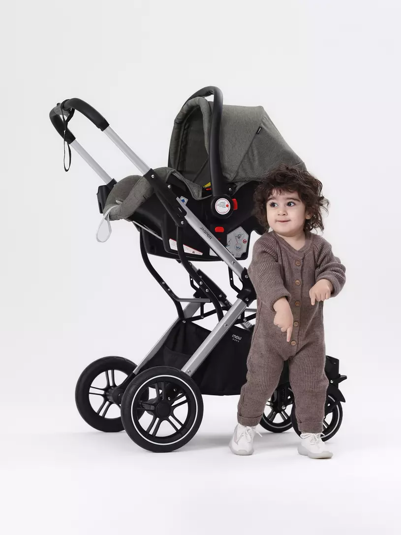 Коляска-трансформер 3 в 1 Mowbaby Jasper Silver green