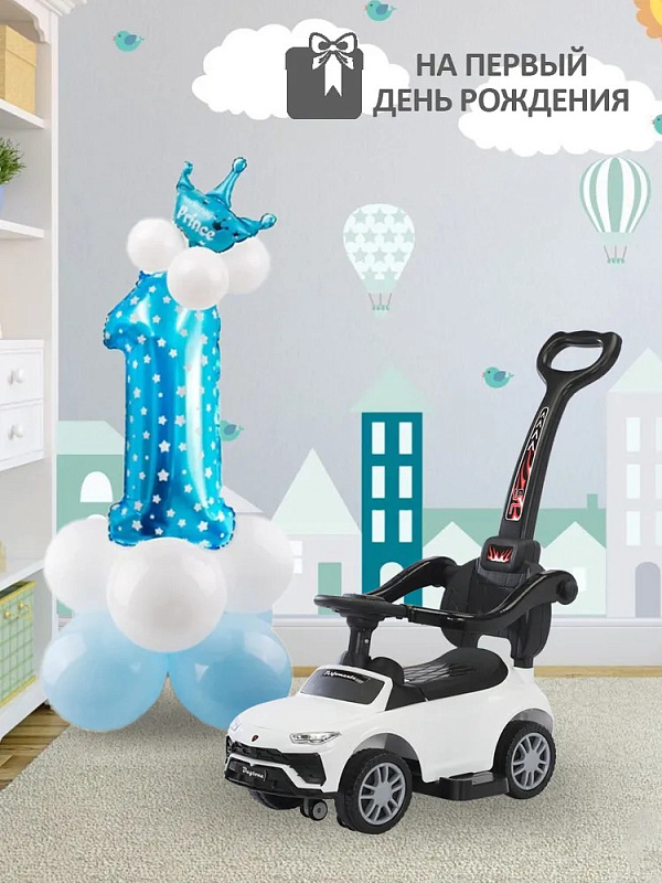 Детская каталка Sevillababy Daytona SL 3 в 1 с ручкой 2068-A white/белый