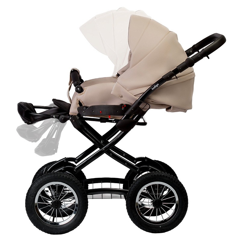 Коляска 2 в 1 Indigo Barbara Eco Classic, Be 02 (Светло-бежевая кожа)
