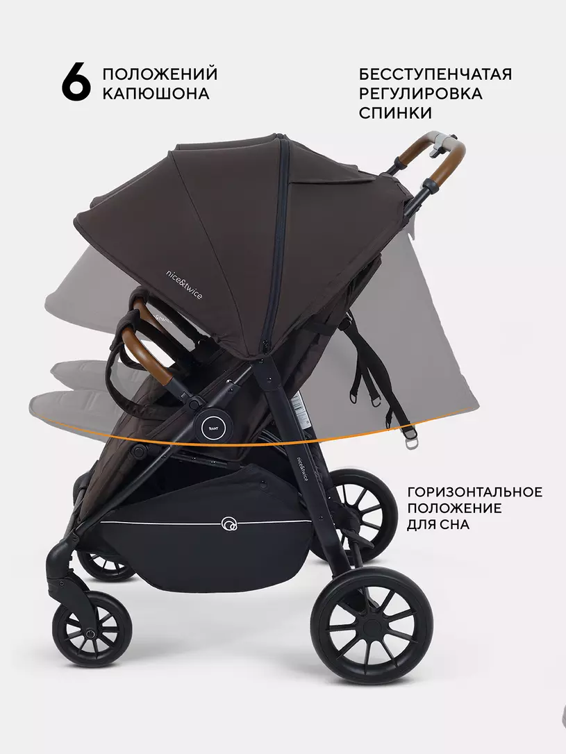 Коляска прогулочная для двойни Rant Twinny Chocolate 2025