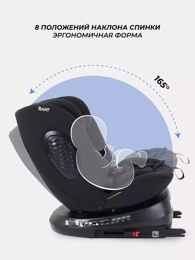 Автокресло Rant Helix isofix группа 0/1/2/3 (40-150 см; 0-36 кг), Black