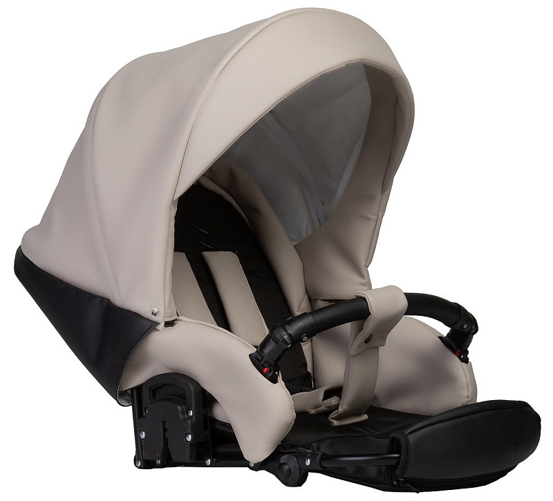 Коляска 2 в 1 Indigo Mio Eco, 04 (Черная кожа + Светло-бежевая кожа)