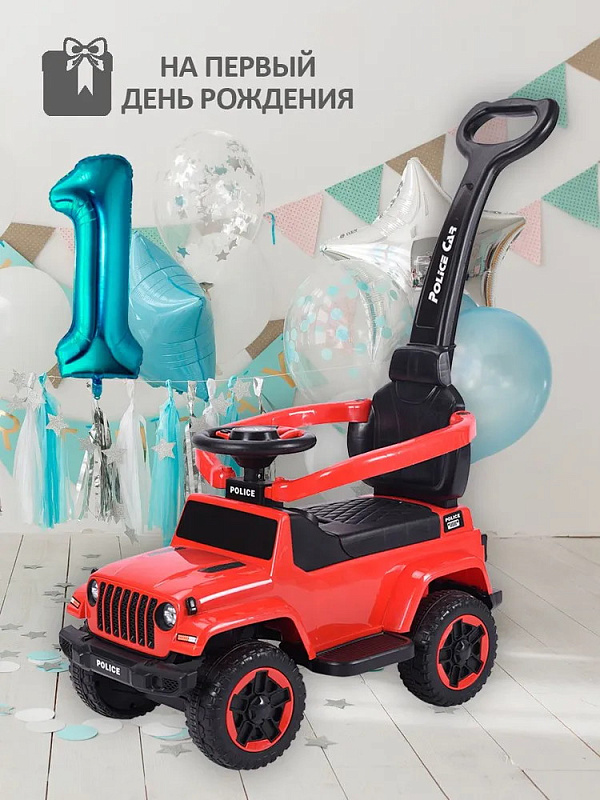 Детская каталка Sevillababy Police 3 в 1 с ручкой BC219 red/красный