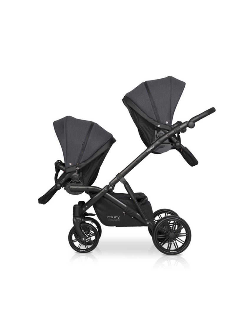 Коляска для двойни 2 в 1 Riko Team 2020 темно-серый