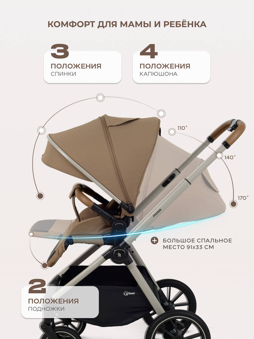 Коляска 2 в 1 Rant Moss Prime Beige