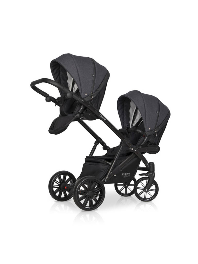 Коляска для двойни 2 в 1 Riko Team 2020 темно-серый