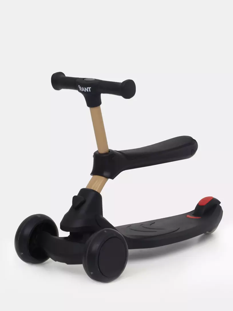 Беговел-самокат Rant Rider со светящимися колесами черный