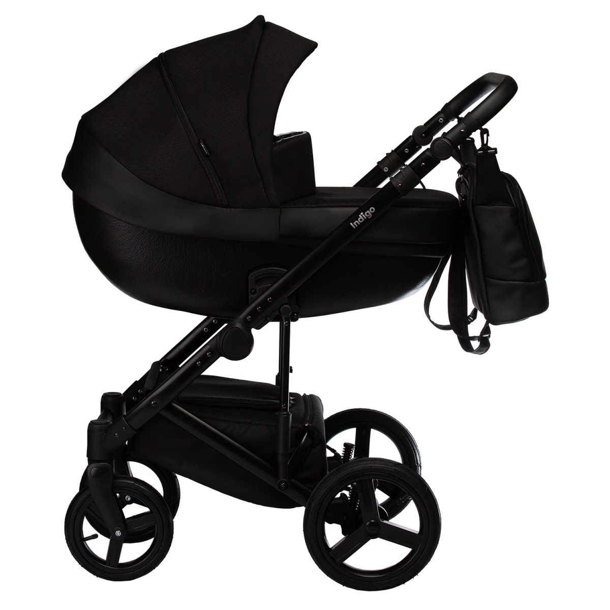Коляска 2 в 1 Indigo Tour Eco, Te 07 (Черная кожа + Черный)