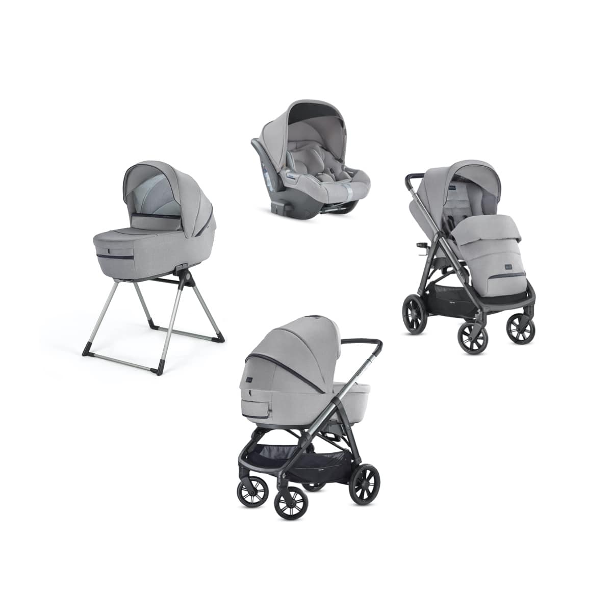 Коляска 3 в 1 Inglesina Aptica  с подставкой под люльку Stand Up, Silk Grey