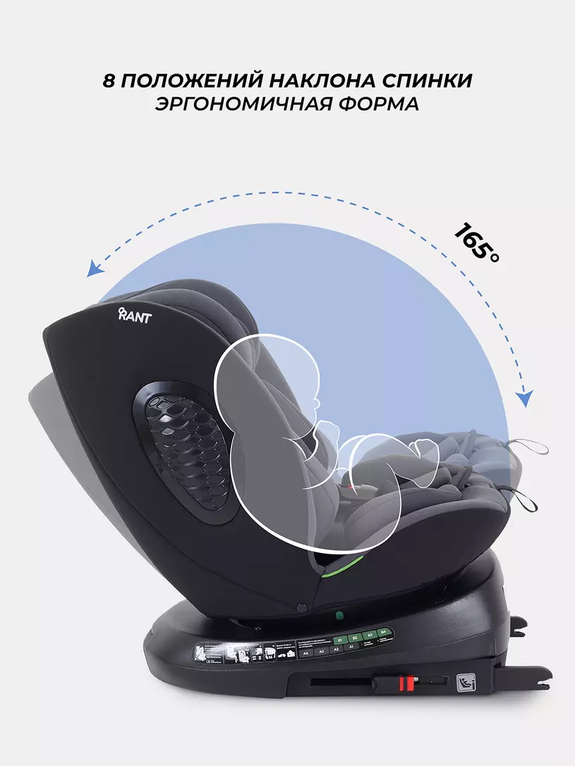 Автокресло Rant Helix isofix группа 0/1/2/3 (40-150 см; 0-36 кг), Grey