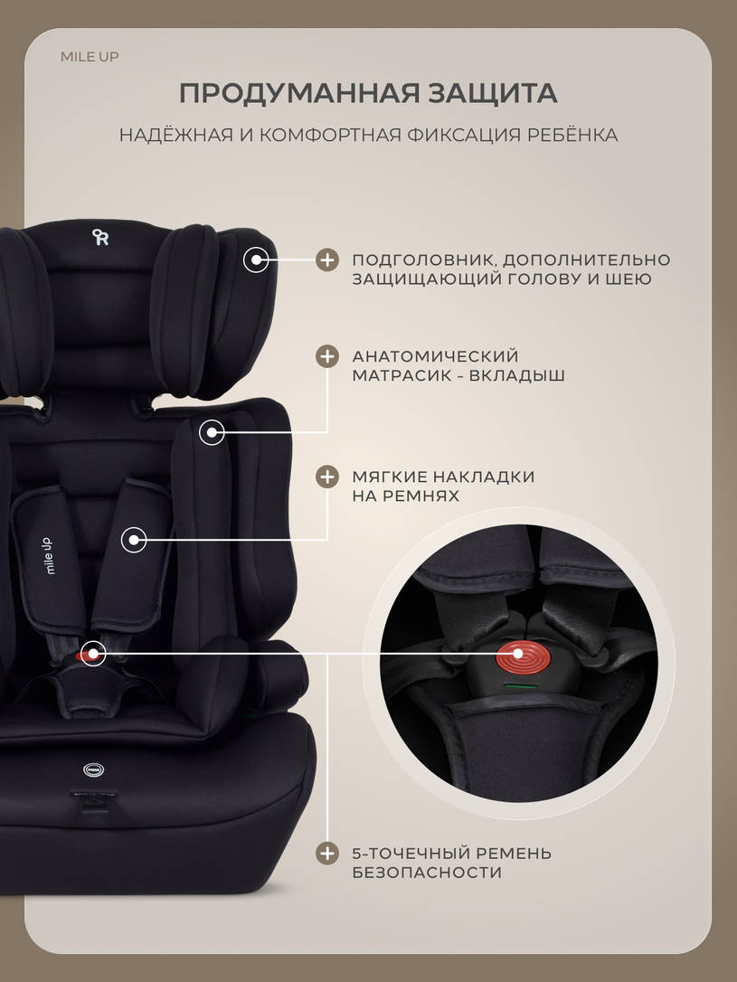 Автокресло Rant Basic Mile UP (76-150см) Black