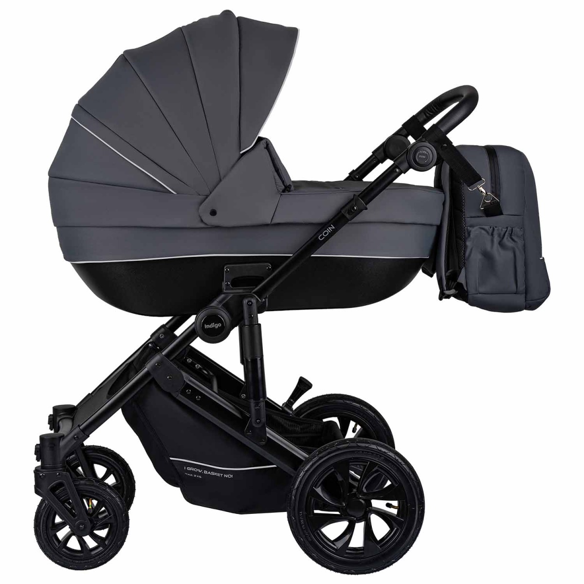 Коляска 2 в 1 Indigo Coin, Темно-серый