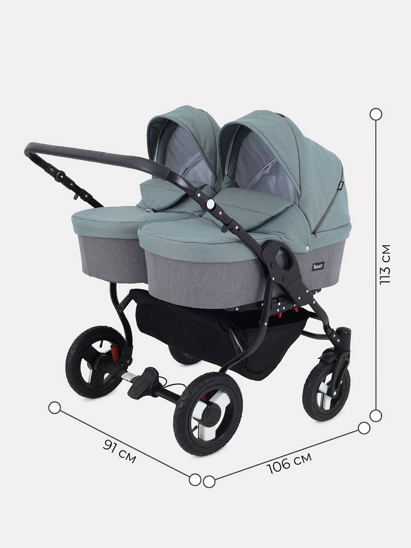 Коляска для двойни 2 в 1 Rant Dream Duo 06 серый-зеленый