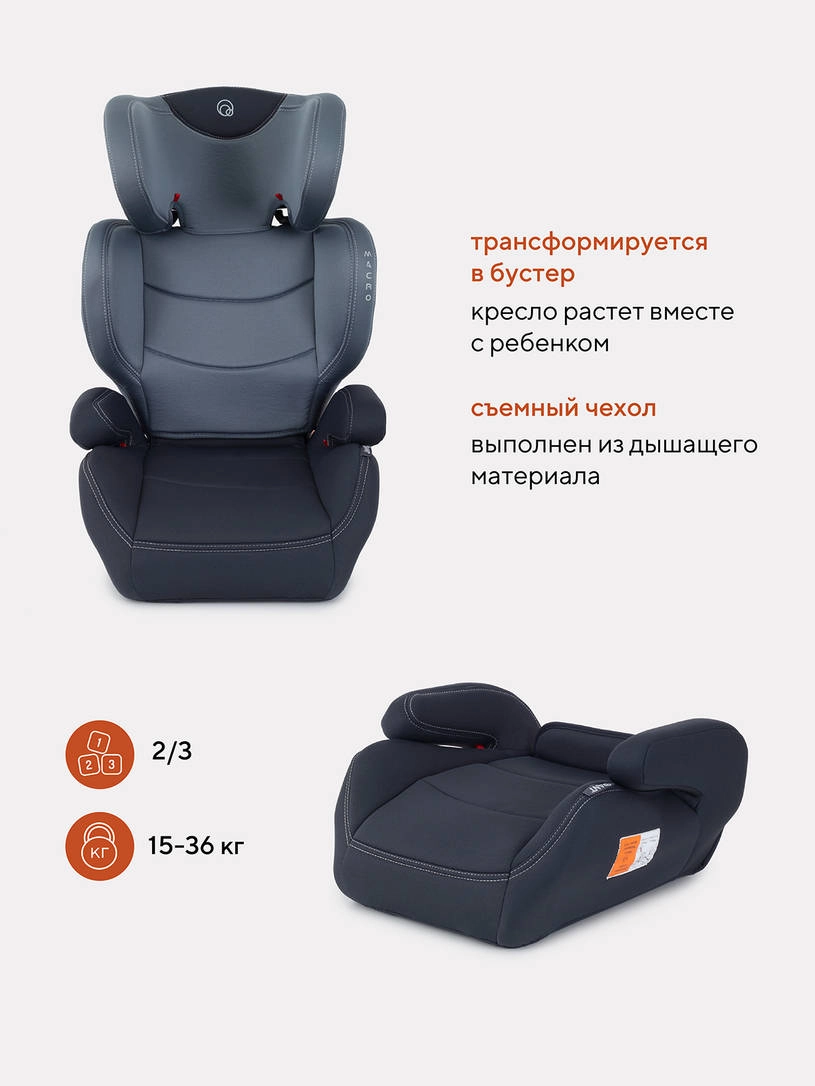 Автокресло Rant Macro City line 2/3 (15-36 кг) grey