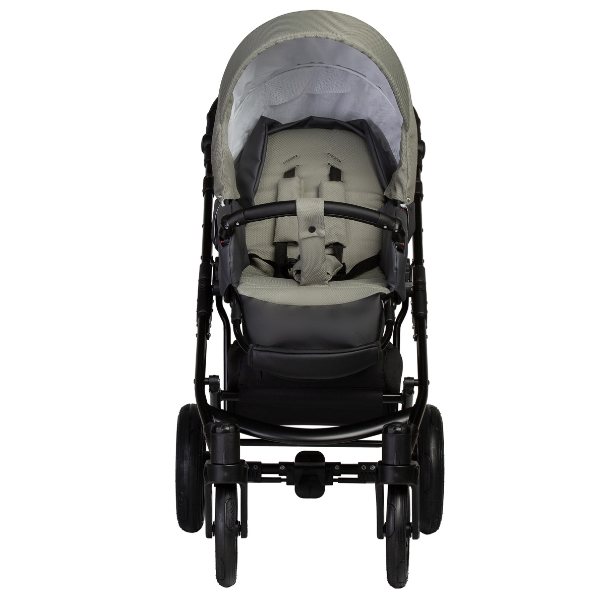 Коляска 2 в 1 Indigo Mio S, 05 (Темно-серая кожа + Зеленый)