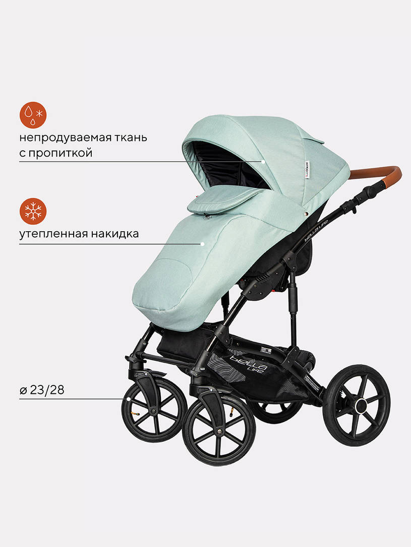 Коляска 2 в 1 Riko Basic Bella Life 02 Basil мятный