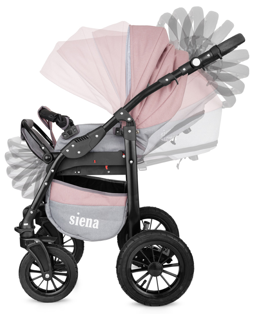 Коляска 3 в 1 Rant Siena 07 серый-розовый