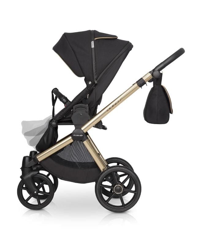 Коляска 2 в 1 Riko Qubus 05 черно-золотой