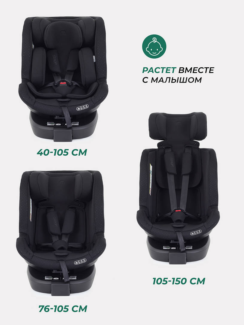 Автокресло Mowbaby Stage isofix (40-150 см) 0-36 кг Black