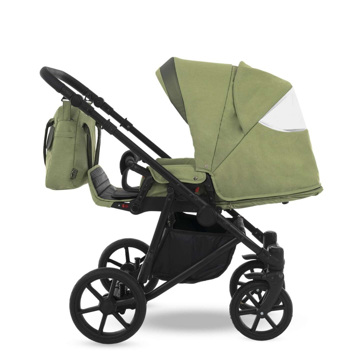 Коляска 2 в 1 Camarelo Ollio, Салатовый меланж / Салатовая эко-кожа (05)