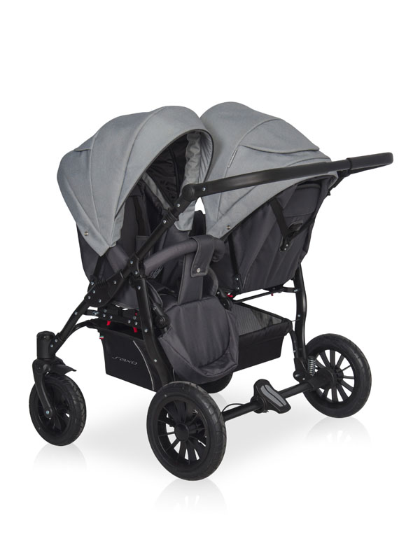 Коляска для двойни 2 в 1 Riko Basic Saxo 02 серый-черный