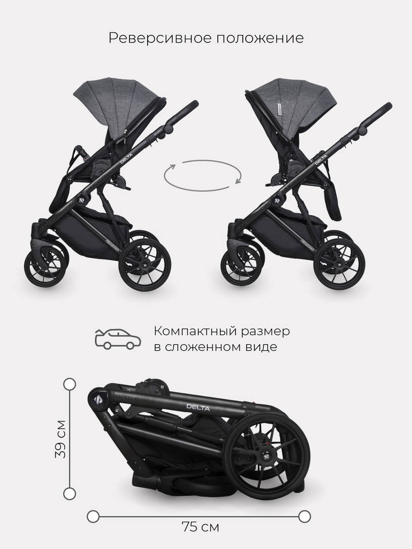 Коляска 2 в 1 RIKO BASIC DELTA 05 Carbon