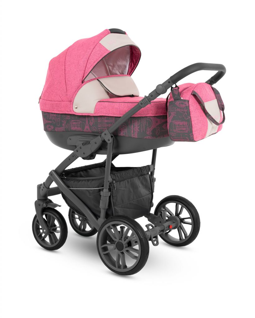 Коляска 2 в 1 Camarelo Veo, Розовый джинс / Серая эко-кожа