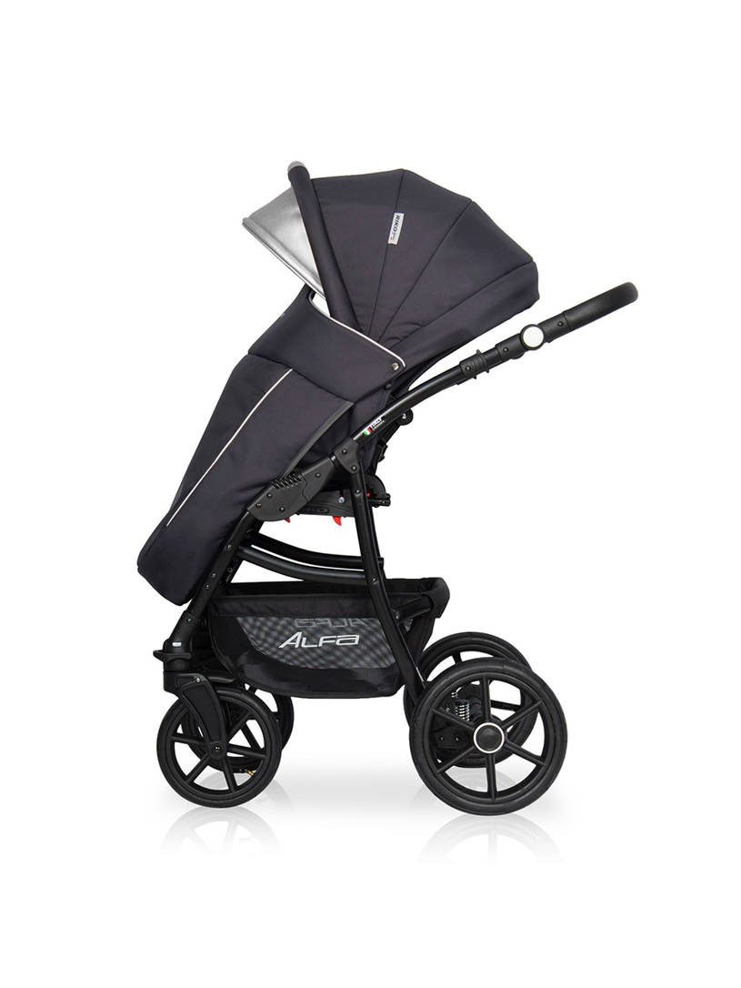 Коляска 2 в 1 Riko Basic Alfa Ecco 01 черно-серебристый