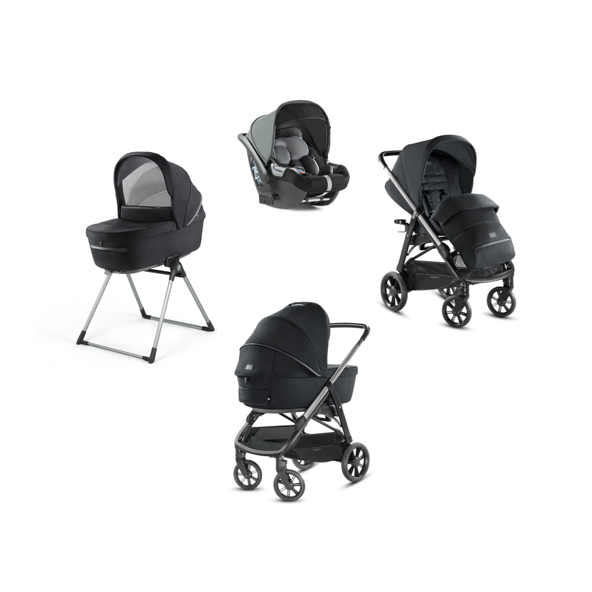 Коляска 3 в 1 Inglesina Aptica  с подставкой под люльку Stand Up, Mystic Black