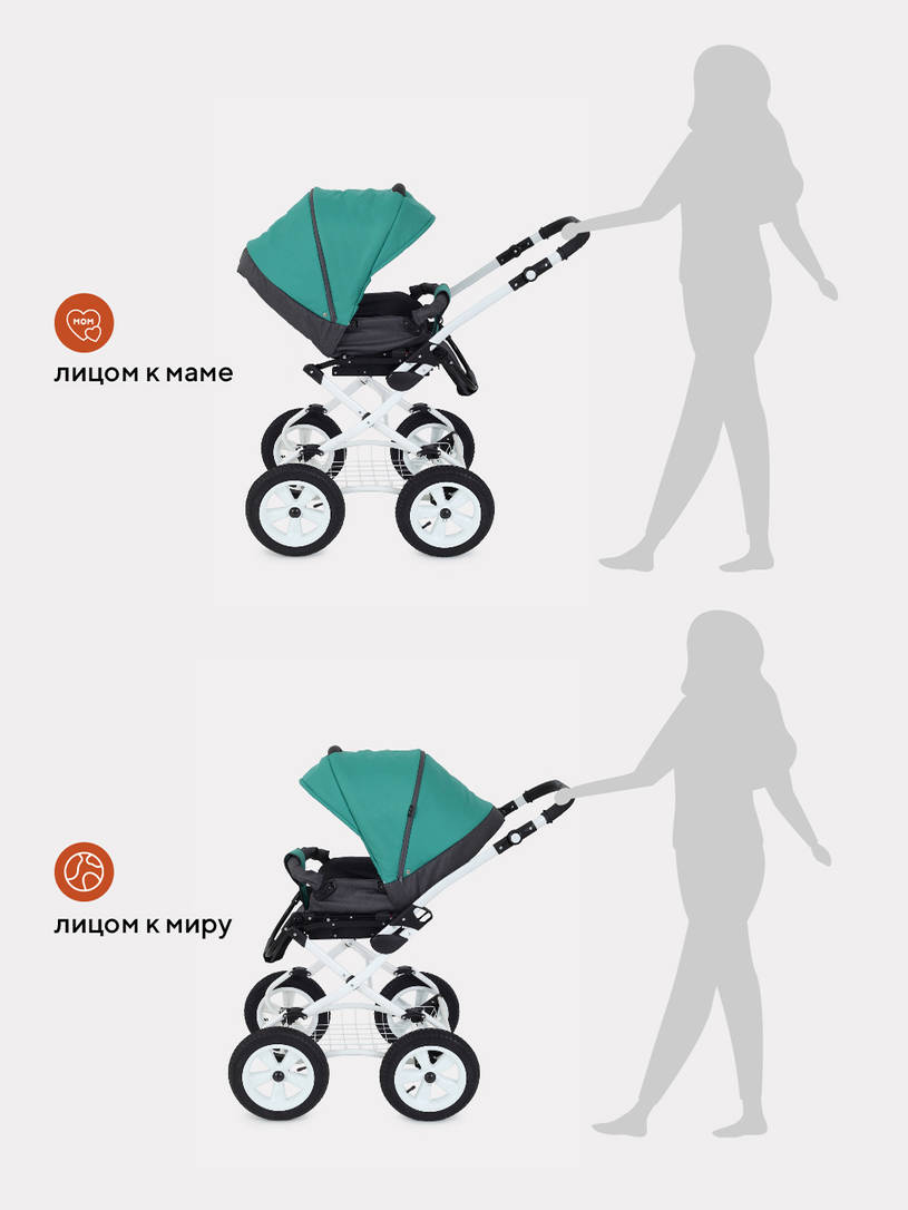 Коляска 2 в 1 Rant Dream Classic 08 серый-темно-зеленый