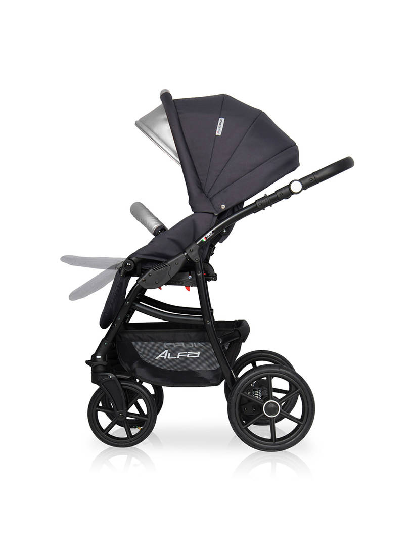Коляска 2 в 1 Riko Basic Alfa Ecco 01 черно-серебристый