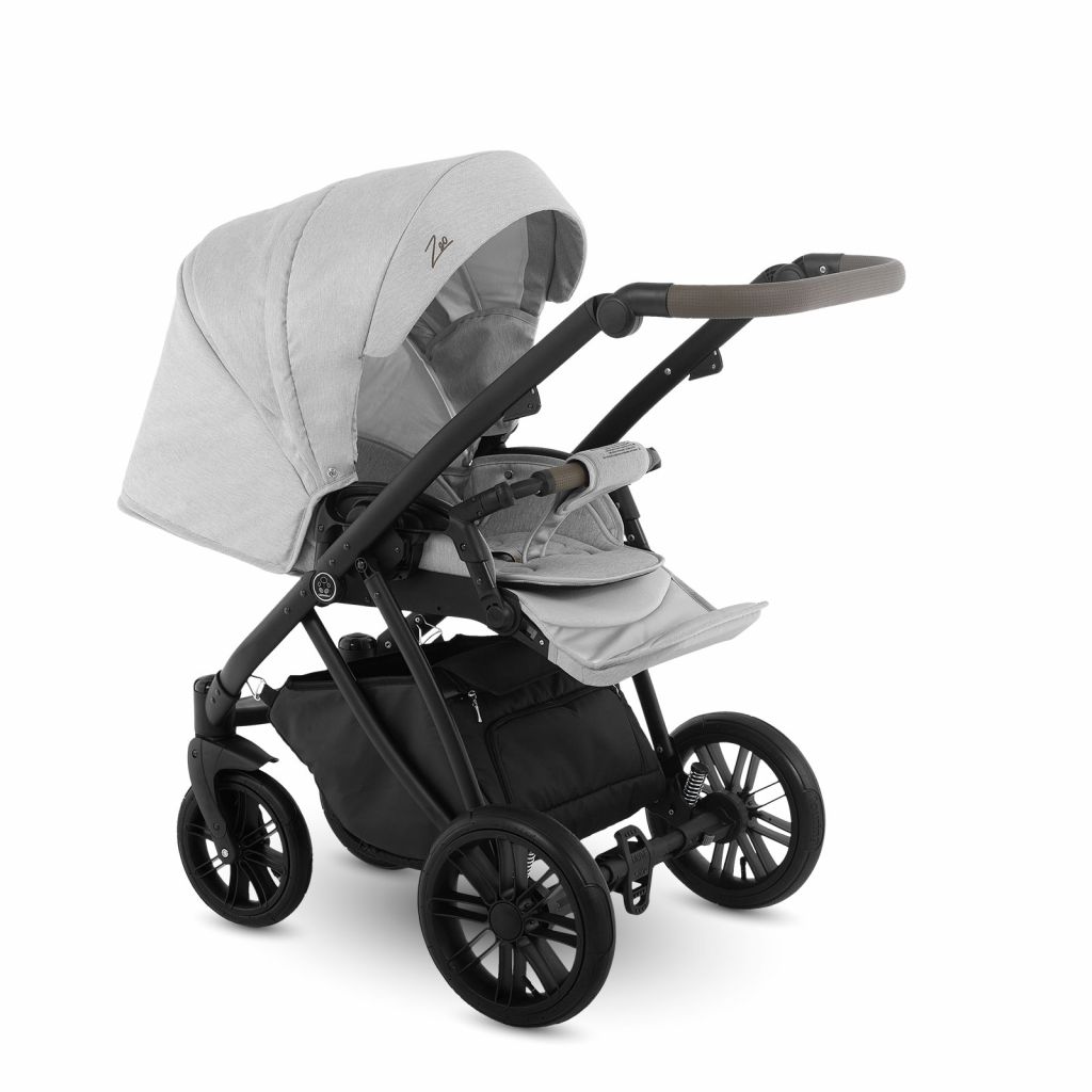 Коляска 2 в 1 Camarelo Zeo, Светло-серый меланж / Светло-серая эко-кожа