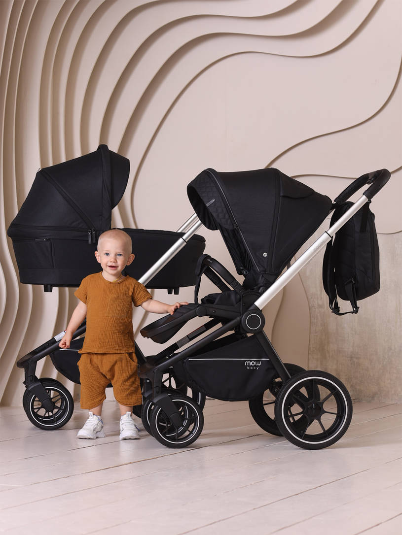 Коляска 2 в 1 MOWBaby ZOOM PU RA086 Silver Black