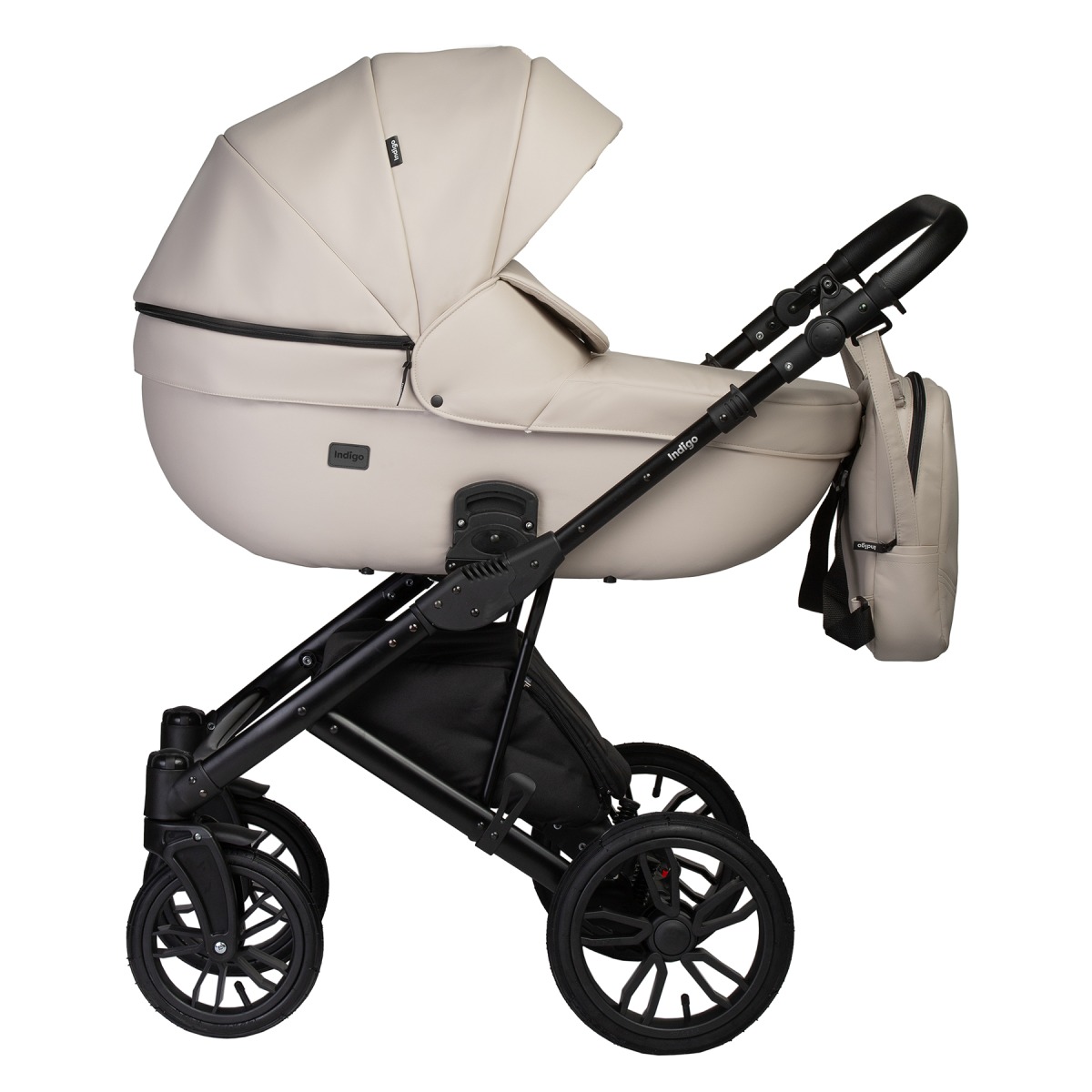 Коляска 2 в 1 Indigo Mio Eco, 02 (Светло-бежевая кожа)