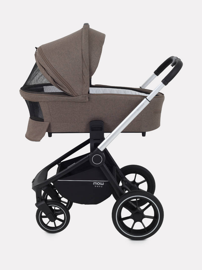 Коляска 2 в 1 Mowbaby Zoom PU silver cacao brown