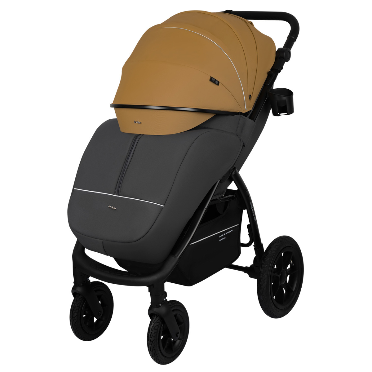 Коляска прогулочная Indigo EPICA XL AIR с сумкой бежевый-серый