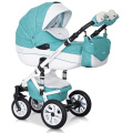 Коляска 2 в 1 Riko Bruno Ecco 15 бело-бирюзовый